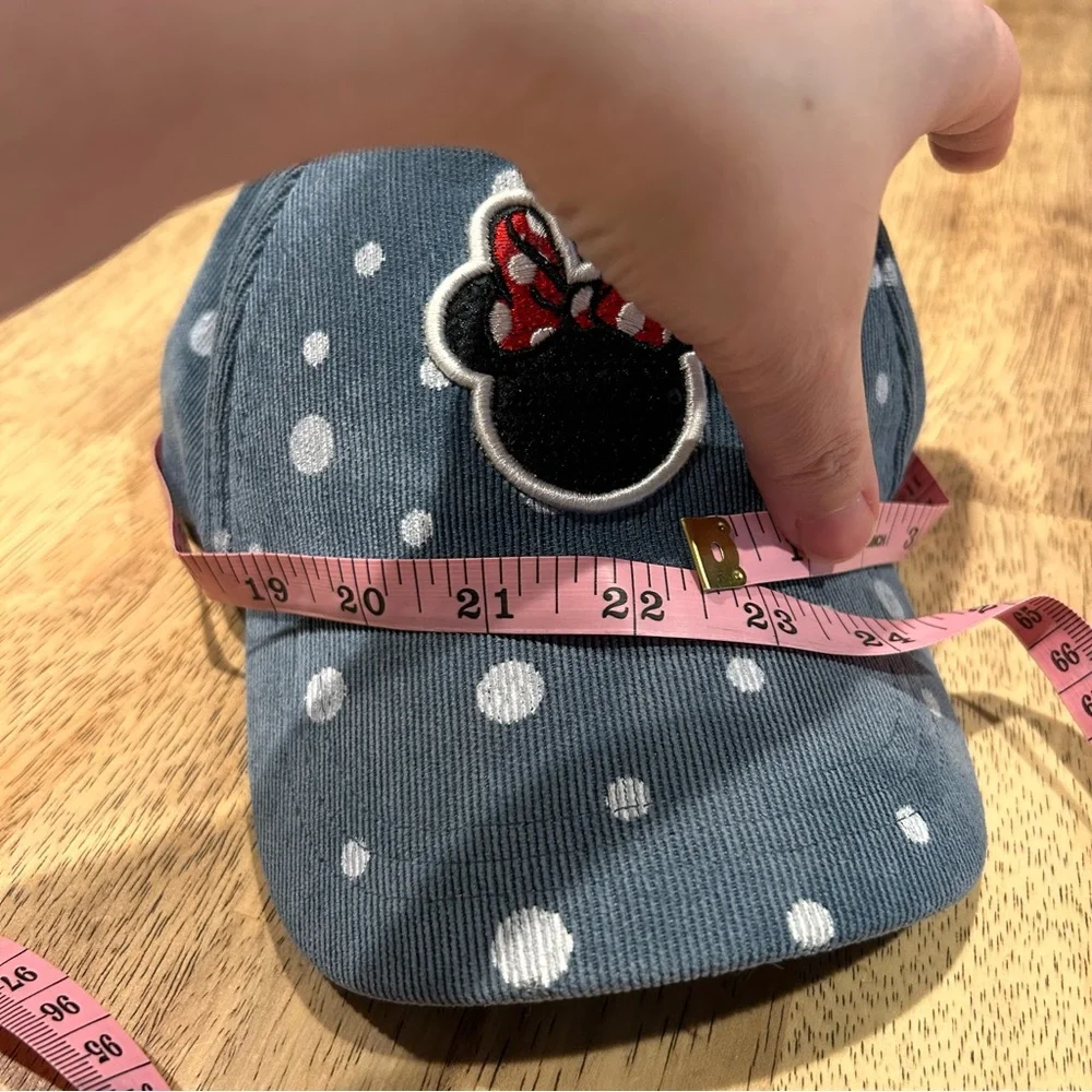 Disney Baseball Hat Kids Blue Corduroy‎ Minnie Mouse Polka Dot Sequins